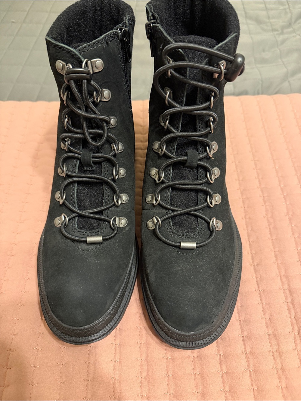 Lucky Brand Black Women's Suede Lace-Up Ankle Boots